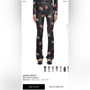 Henrik Vibskov Black Floral Velvet Leggings